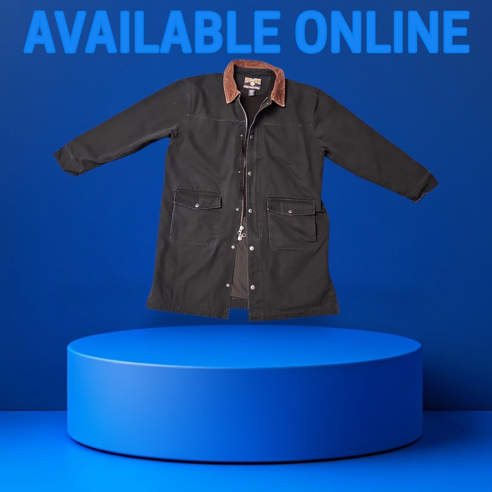 Duluth Trading Co Fire Hose‎ Canvas Barn Coat Black Corduroy Collar Mens Large
